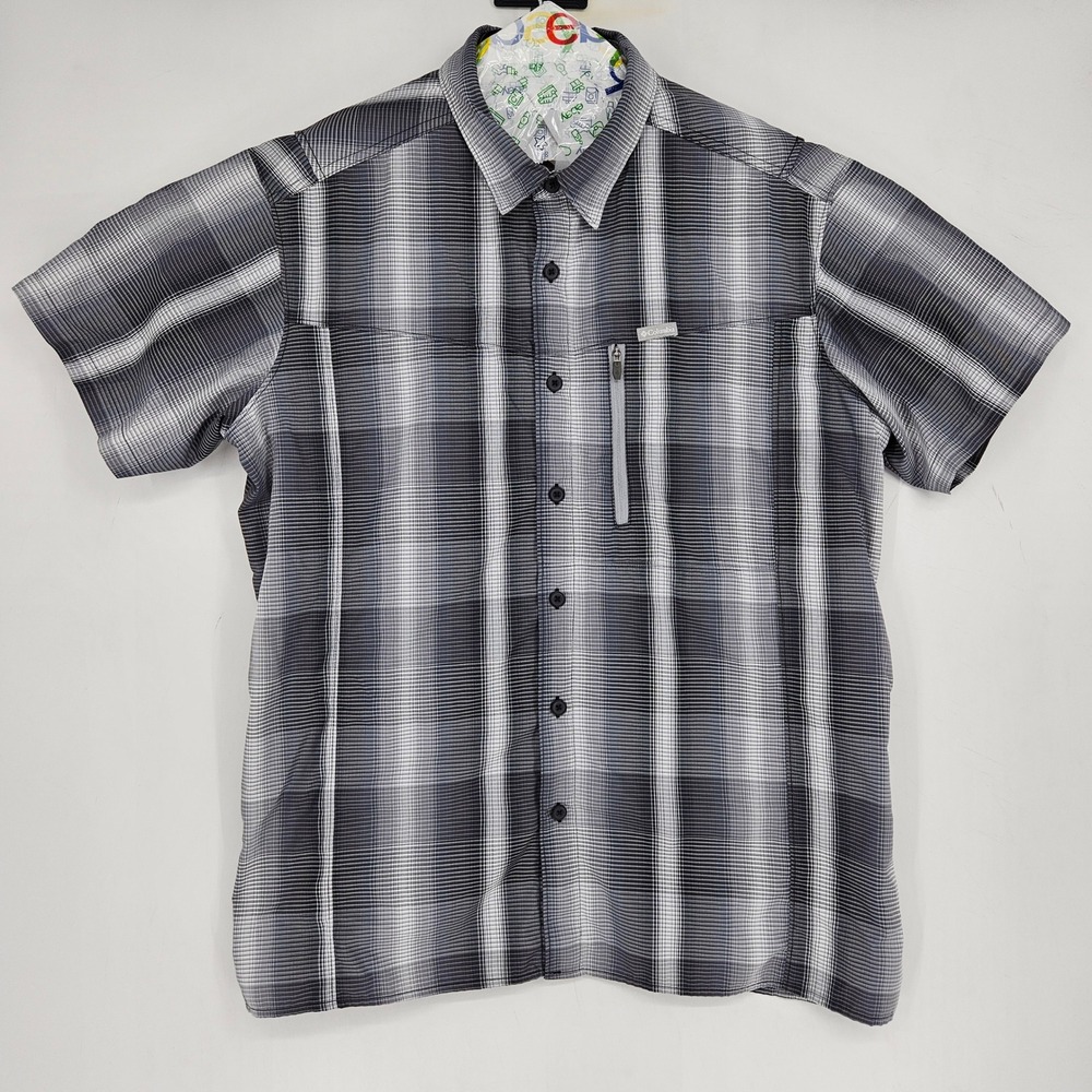 Columbia Shirt Mens Large Vented Fishing Omni Shade Button Up Plaid Short Sleeve